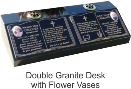 Desk - Double Granite with Flower Vases