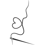 needle and thread with heart